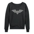 thumbnail image 1 of Instant Message - Black And White Houndstooth Bat - Women's French Terry Long Sleeve Shirt, 1 of 5