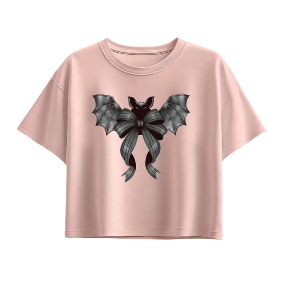 Instant Message - Black Bow Bat - Youth Girls Boxy T-Shirt