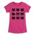 thumbnail image 1 of Instant Message - Black Cat Emotions - Youth Girls Short Sleeve T-shirt, 1 of 5