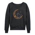 thumbnail image 1 of Instant Message - Black Cat On Mandala Moon - Women's French Terry Long Sleeve Shirt, 1 of 5