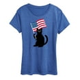thumbnail image 1 of Instant Message - Black Cat With Flag - Women's Short Sleeve Graphic T-Shirt, 1 of 6
