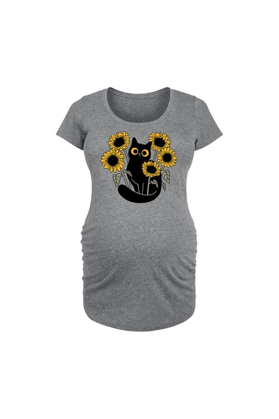 - Black Cat in Sunflowers - Maternity Scoop Neck Tee