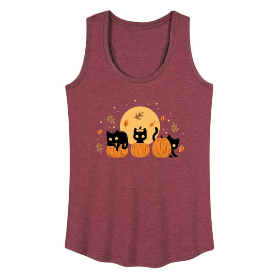 Instant Message - Black Cats And Pumpkins - Women's Racerback Tank Top