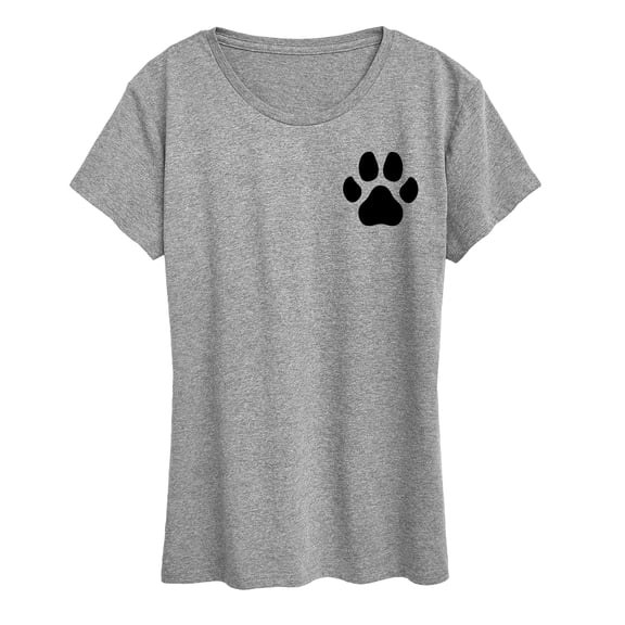 Instant Message - Black Pawprint Left Chest - Women's Short Sleeve Graphic T-Shirt