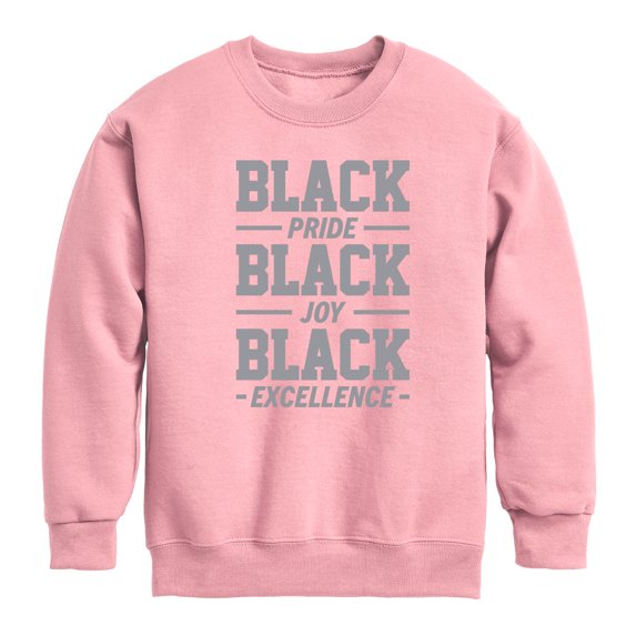 Instant Message - Black Pride Joy Excellence - Toddler & Youth Crewneck Fleece Sweatshirt