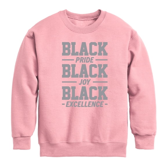 Instant Message - Black Pride Joy Excellence - Toddler & Youth Crewneck Fleece Sweatshirt