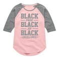 thumbnail image 1 of Instant Message - Black Pride Joy Excellence - Toddler & Youth Girls Raglan Graphic T-Shirt, 1 of 6