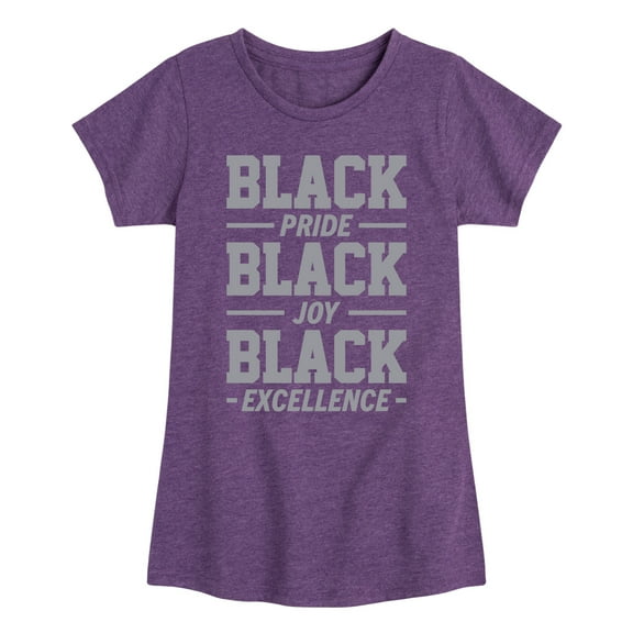 Instant Message - Black Pride Joy Excellence - Toddler & Youth Girls Short Sleeve Graphic T-Shirt