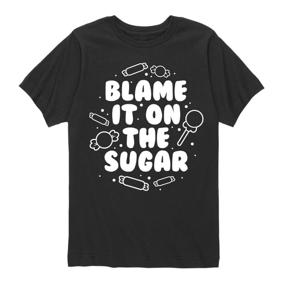 Instant Message - Blame It On The Sugar Funny Kids Halloween-Youth T-Shirt-Black-L