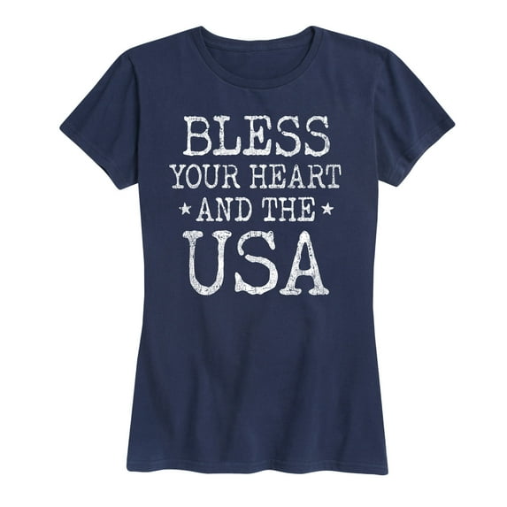 Instant Message - Bless Your Heart And Usa Patriotic Memorial Day - Women's Short Sleeve Graphic T-Shirt