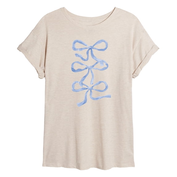 Instant Message - Blue Bows Oversized Graphic T-Shirt