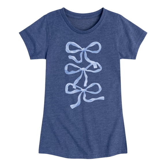 Instant Message - Blue Bows - Youth Girls Short Sleeve T-Shirt