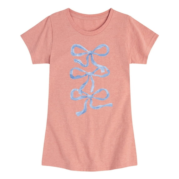 Instant Message - Blue Bows - Youth Girls Fitted Short Sleeve T-Shirt