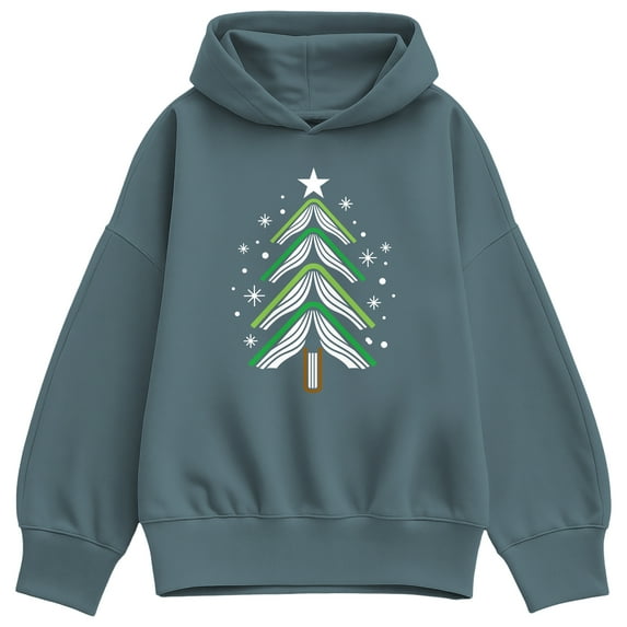 Instant Message - Book Christmas Tree - Ladies Oversized Fleece Hoodie Sweatshirt