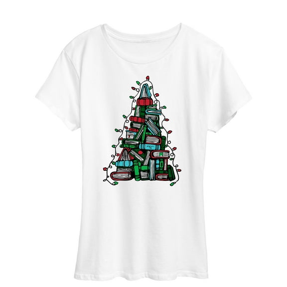Instant Message - Book Christmas Tree - Women's Short Sleeve Graphic T-shirt