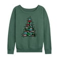 thumbnail image 1 of Instant Message - Book Christmas Tree Lightweight French Terry Wide Neck Long Sleeve Graphic Shirt, 1 of 5
