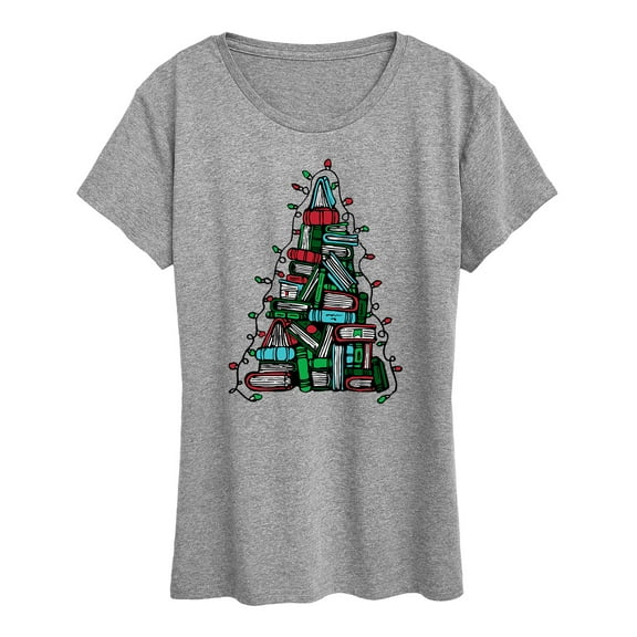 Instant Message - Book Christmas Tree - Women's Short Sleeve Graphic T-shirt