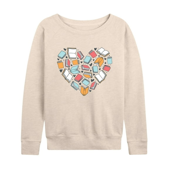 Instant Message - Book Heart - Women's Lightweight French Terry Long Sleeve Shirt