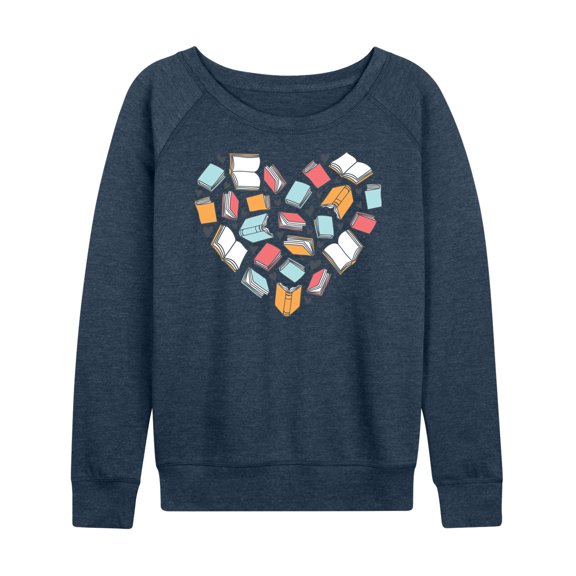 Instant Message - Book Heart - Women's Lightweight French Terry Long Sleeve Shirt