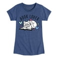 thumbnail image 1 of Instant Message - Book Lover Cat - Toddler And Youth Girls Short Sleeve Graphic T-Shirt, 1 of 6
