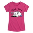 thumbnail image 1 of Instant Message - Book Lover Cat - Toddler And Youth Girls Short Sleeve Graphic T-Shirt, 1 of 6
