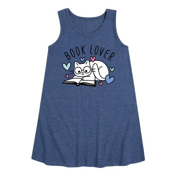 Instant Message - Book Lover Cat - Toddler and Youth Girls A-line Dress
