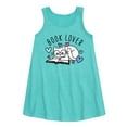 thumbnail image 1 of Instant Message - Book Lover Cat - Toddler and Youth Girls A-line Dress, 1 of 5