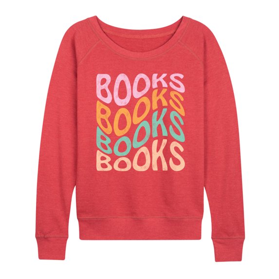 Instant Message - Books Retro Stack - Women's Lightweight French Terry Pullover