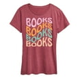thumbnail image 1 of Instant Message - Books Retro Stack - Women's Short Sleeve Graphic T-Shirt, 1 of 7
