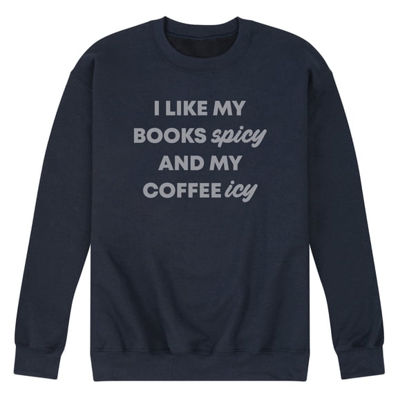 Instant Message - Books Spicy Coffee Icy - Men's Crew Fleece Sweatshirt