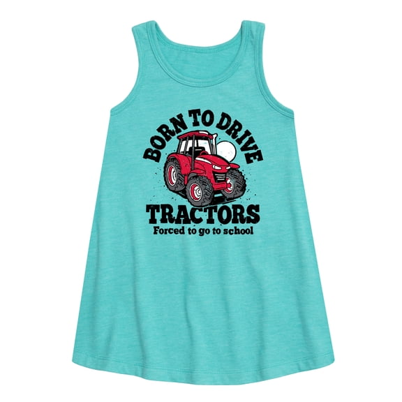Instant Message - Born To Drive Tractors School - Toddler & Youth Girls A-line Dress