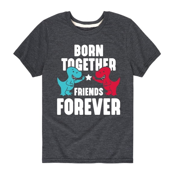 Instant Message - Born Together Friends Forever Dinosaurs Short Sleeve Graphic T-Shirt
