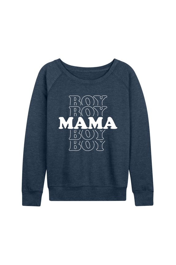 - Boy Mama Stacked - Women's French Terry Long Sleeve Pullover