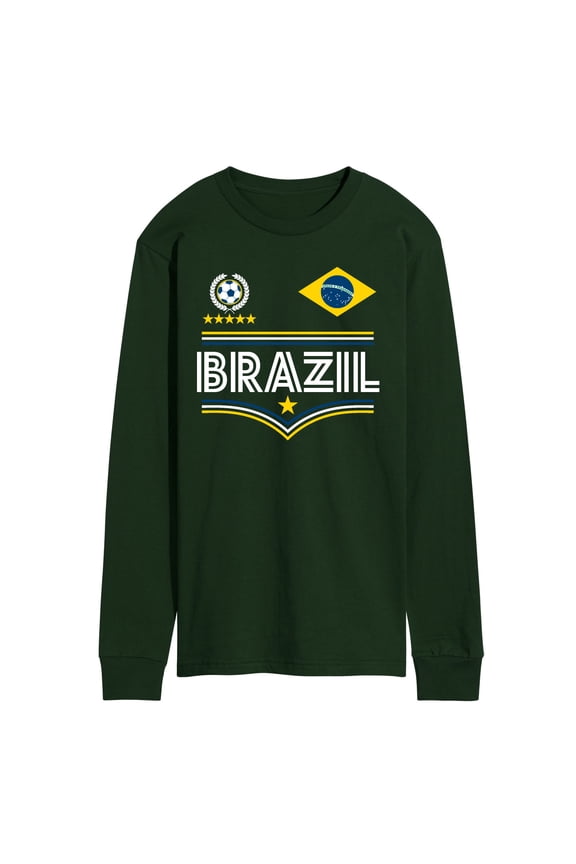 - Brazil Soccer Jersey - Men's Long Sleeve Graphic T-Shirt