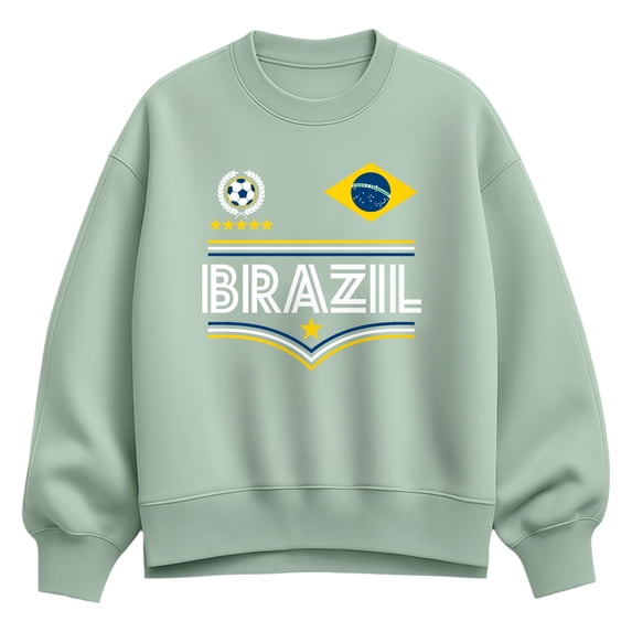 Instant Message - Brazil Soccer Jersey - Women's Oversized Fleece Crew Sweatshirt