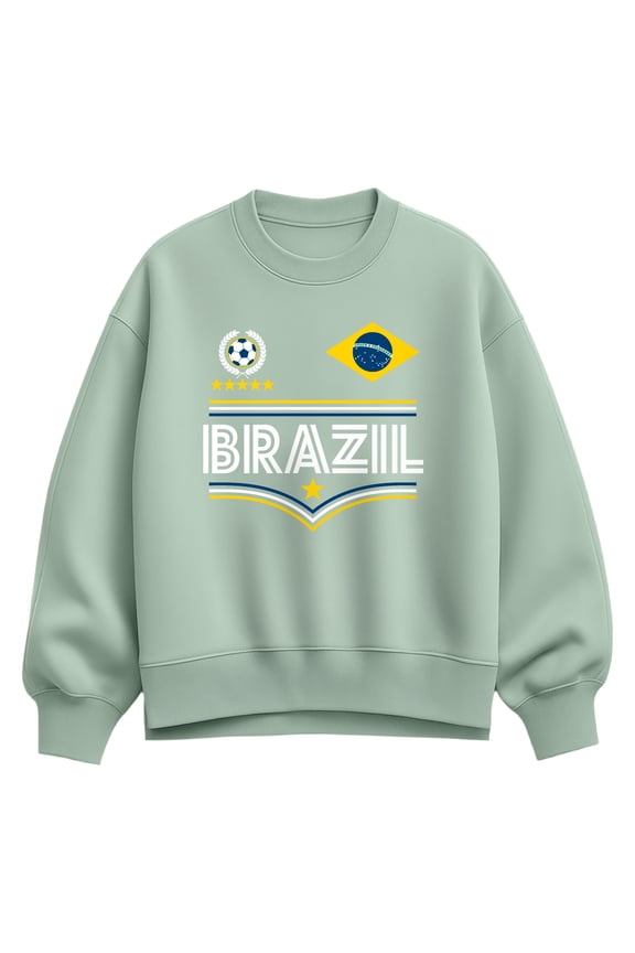 - Brazil Soccer Jersey - Women's Oversized Fleece Crew Sweatshirt