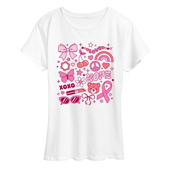 Instant Message - Breast Cancer Awareness Collage - Women's Short Sleeve Graphic T-Shirt