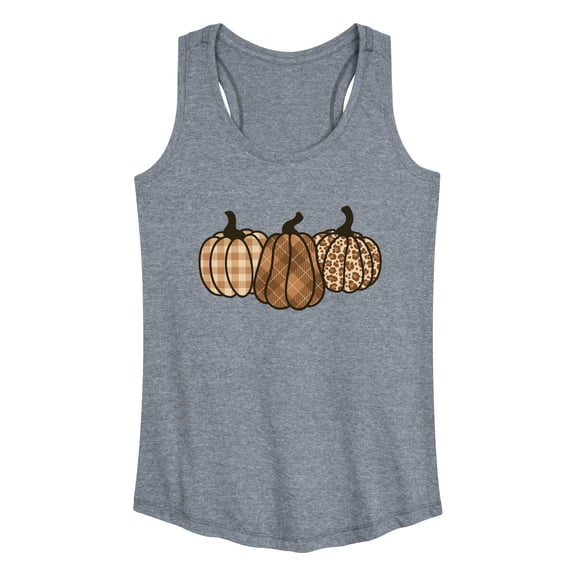 Instant Message - Brown Plaid Pumpkins - Women's Racerback Tank Top