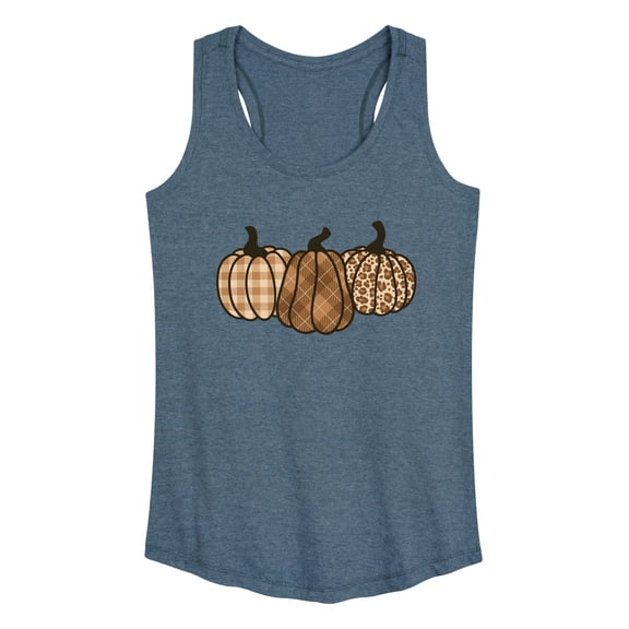 Instant Message - Brown Plaid Pumpkins - Women's Racerback Tank Top