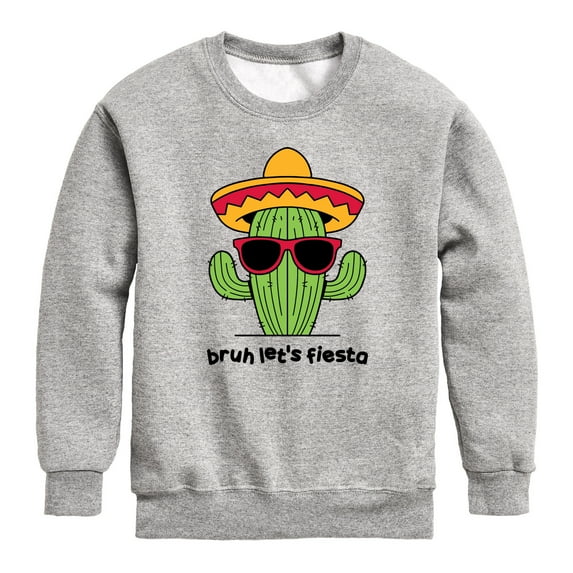 Instant Message - Bruh Let's Fiesta - Youth Boys Crew Fleece Sweatshirt