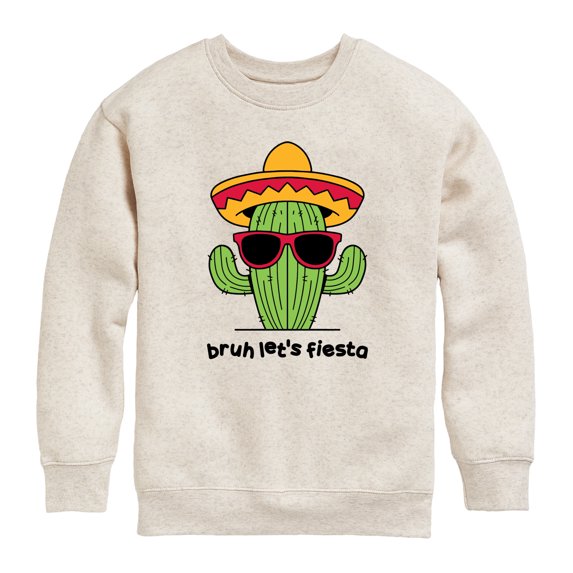 Instant Message - Bruh Let's Fiesta - Youth Boys Crew Fleece Sweatshirt