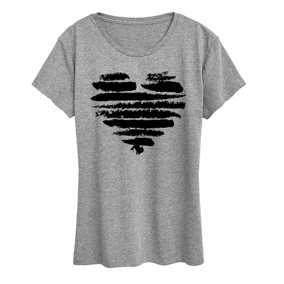 Instant Message - Brushstroke Heart Stripes - Women's Short Sleeve Graphic T-Shirt