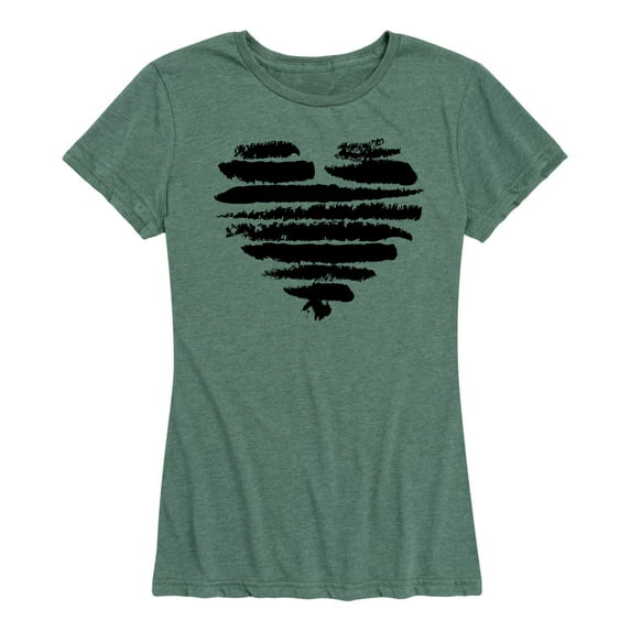 Instant Message - Brushstroke Heart Stripes - Women's Short Sleeve Graphic T-Shirt