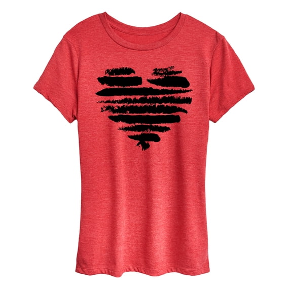 Instant Message - Brushstroke Heart Stripes - Women's Short Sleeve Graphic T-Shirt