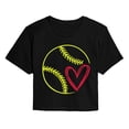 thumbnail image 1 of Instant Message - Brushstroke Softball With Heart - Juniors Cropped Graphic T-Shirt, 1 of 5