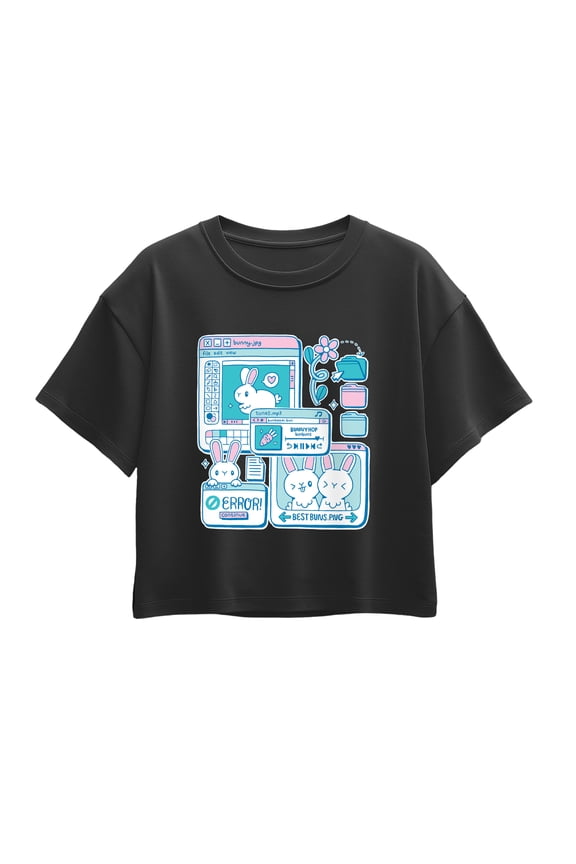 - Bunny Computer Windows Short Sleeve Boxy Graphic T-Shirt