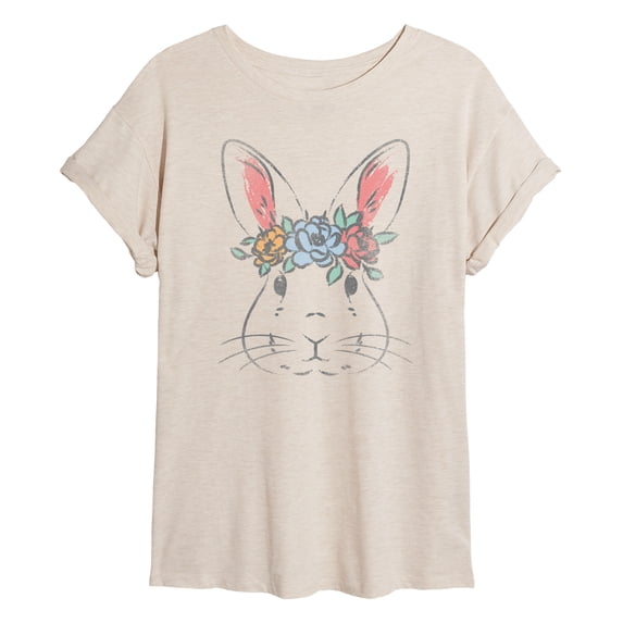 Instant Message - Bunny Face Oversized Graphic T-Shirt