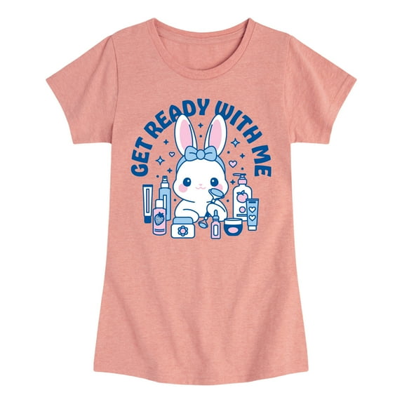 Instant Message - Bunny Grwm - Girls Fitted Short Sleeve Graphic T-Shirt