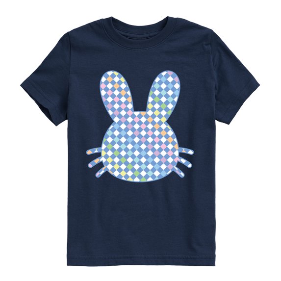 Instant Message - Bunny Head Rainbow Checker Short Sleeve Graphic T-Shirt