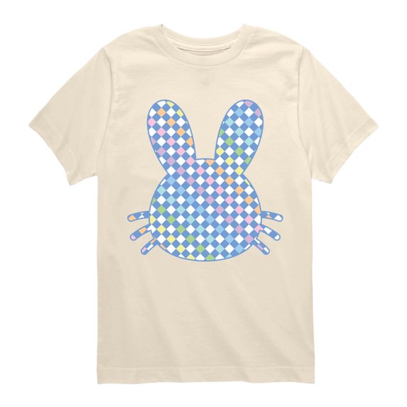 Instant Message - Bunny Head Rainbow Checker Short Sleeve Graphic T-Shirt